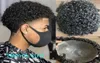 Unidade masculina completa pu toupee afro curl 10mm peruca masculina indiano remy substituição de cabelo humano para men3516947