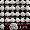 63 st USA Full Set Walking Liberty Coins Bright Silver Silver Plated Copper Copy Coin208p