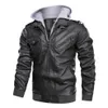 Outono inverno blusão masculino jaqueta de couro quente casaco de motociclista do plutônio casaco com capuz moda casual jaqueta roupas masculinas 240226