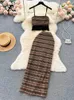 Летний вязаный пляжный комплект из двух предметов, женские погоны с кисточками, майка + длинная юбка, модный полый ретро-боснийский ультратонкий комплект 240311