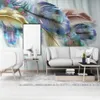 Grote 3D-behangmuurschildering op maat Scandinavische moderne kleur Feather TV-bankachtergrondbehang Mural218S