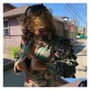 Women's Jackets Femmes Vestes Y Vert Camouflage Cacading Volants Flare Manches Streetwear Militaire Outcoat Drop Livraison Vêtements Wome Dh0Y3