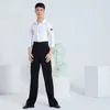 Bühnenkleidung 2024 Latin Dance Tops für Männer Langarmhemden Chacha Rumba Tango Kleid Erwachsene Männliche Moderne Kleidung DQS15575