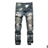 Men'S Jeans Mens Jeans Died Stretch Ripped Biker Men Hip Hop With Holes Punk Denim Trousers Drop Delivery Apparel Men'S Clothing Dhhqq