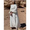 Etnische kleding Kimono Abaya Glanzend satijn Zomer Eenvoudige ballonmouwen Moslim Hijab-jurk S Effen open abaya's voor vrouwen Dubai Drop Deli Otl4H