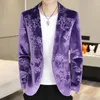 Mens Suits Chinese Style Velvet Suit Blazer Men Slim Fit Casual Business Jackets 2024 Spring Office Social Banket Party Dress Coats