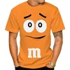 Homens camisetas Novo 2023 Engraçado M Ms Chocolate Bean Cartoon 3D Impresso T-shirt Unissex Casual Manga Curta T-shirt Moda Personalização Tops