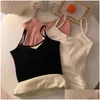 Camisoles Tanks Thicken Thermal Tops Y Solid Color Sleeveless Warm Undershirt Slim Women Autumn Winter Drop Delivery Apparel Underwear Ottau