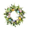 Decorative Flowers Easter Wreath Rustic Decorations Colorful Round Floral Hoop Spring For Front Door Wall Decor Celebration Window Party