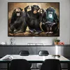 Peinture murale avec animaux, affiches et imprimés de trois singes amusants, images artistiques, toile imprimée pour salon, décoration de la maison, 303Y