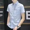 Camisas de vestido masculinas roupas superiores formais estilo coreano camisa xadrez e blusa com mangas de bolso em botão regular algodão xxl i