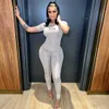 Summer Women Tracksuits Designer 2024 Round Neck D-Line broderad kortärmad t-shirt Hög midja höftlyftning tight byxor sport casual spicy girl set