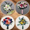 Andra konst och hantverk 3D Europe Bouquet Cross Stitch Kit med broderi -bågar som håller blommor Bordado IniCHE Wedding Decoration2112