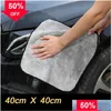 Autres accessoires d'intérieur Nouvelles serviettes de lavage de voiture en microfibre double épaissie P Grand chiffon absorbant pour nettoyer les carreaux de fenêtres Vaisselle Mir Dhjmo