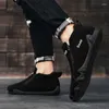 Casual Shoes Autumn Suede For Men 2024 Fashion Round Toe Flat Slip On Walking Outdoor Light Male High Top Sneakers