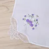 Bow Ties 2024 6 Pcs Vintage Cotton Ladies Embroidered Lace Handkerchief Women Floral Hanky