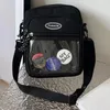 Torba mężczyzn Kobiety moda Messenger Sling Regulowany pasek na ramię nylon sportowy crossbody z przezroczystą kieszenią odznaki