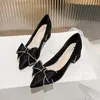 Sapatos de vestido plus size para mulheres bombas modernas sexy menina apontou toe salto alto strass bowknot casamento