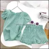 Kläder set klädset set baby barn barn baby mödrar flickor sommarstil märke kläder kort ärm t-shirt byxklänning barn kostymer droppleverans ldd240311