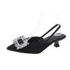 Kleidschuhe weiblich zum Verkauf Damenpumps Sommer Stiletto Frauen Sandalen elegante spitze Zehen flacher Mund schwarze Absätze
