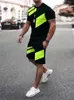 Erkekler Kısa Kollu Tshirt ile Şort Setleri Yaz Erkek Moda Baskı Sporu Büyük Boy Boyutlu Terziller Jogging Eğitim Kıyafetleri 240226