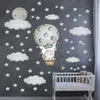 Large Size 100cmx100cm Wall Stickers Cute Baby Elephant on the Air Balloon Wall Decals Watercolor Stars for Baby Nursery225r