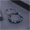 Charme pulseiras 10mm pedra natural artesanal corda trançada pulseira ajustável para mulheres homens frisados ​​joias drop entrega dhdyv