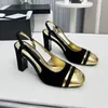 Designer-Kleiderschuhe, Damen-Slingback-Sandalen, klobige Absätze, Retro-High-Heels, klobige Markenpumps, 3,5 cm, 7,5 cm, echtes Leder, Büro-Loafer, Damen-Party-Hochzeitsschuhe