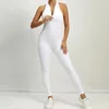 Yoga Sporty Jumpsuit Women Lycra Fitness Gym Sports Overalls for Women with Padding Zipper Romper Sportswear Black White 240309