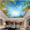 Soffitto Pittura murale Soggiorno Camera da letto Carta da parati Decorazioni per la casa Bellissimi rami cielo azzurro e nuvole bianche soffitto mura252l