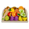 Simulering Kitchen låtsas Toy Wood Classic Game Montessori Education for Children Barn Gift Cutting Fruit Vegetable Set 240301