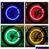 Outros acessórios de motocicleta 1USD LED Flash Tire Light Bike Wheel Vae Cap Carro Bicicletas Bicicleta Lâmpada de Pneu 9 Cores Lanterna Azul Verde R Otrgd