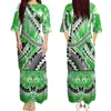 Partykleider Polynesian Print Design Damenbekleidung Samoa Kleines O-Ausschnitt Halbarm Doppelschichtkleid für Frauen Puletasi Hawaiian