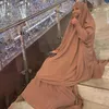 Sıradan elbiseler Hafif nefes alabilen elbise bornoz düz renkli kadınlar kıyafetler geleneksel Orta Doğu kadın etek seti muhafazakar