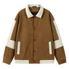 Casaco retrô masculino de alta qualidade China-Chic marca contraste cor pescoço quadrado terno de beisebol casaco superior