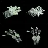 Hairpins Bride Bridesmaid Jewelry 2 Style Fashion Korean Sier Plated Alloy Rhinestone Pearl Flower Leaf Bowknot Hair Comb Dr Dhgarden Dhhbu