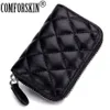 COMFORSKIN Nuovi arrivi Porta carte di credito stile organo in pelle di pecora Porta carte con cerniera Porta carte in vera pelle Premium Porta carte LJ20260h