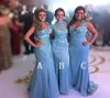 Mermaid Blue Bridesmaid Dresses Different Styles Long Sexy Bling Party Prom Dress Formal Gown robes de Wedding Guest Party Gowns8860789