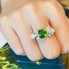 Cluster Rings French Temperament Fashion Fresh Light Luxury Olive Geometric Square Gem Opening Sterling Silver S925 Ring Girl Gift