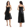 Factory straight medium long slim sexy large V-neck sling soft and smooth thin twisted satin silk nightdress