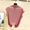 Vrouwen T-shirt Modale MockNeck T-shirt Sleless Zomer Vrouwen Afslanken T-shirt Effen Kleur Zachte Basic Tee Tops 240311