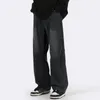 メンズジーンズの快適なデニムズボンのヒップホップスタイルパンツドレープ付きポケット付き女性のハイウエストバギーダークブルーのために