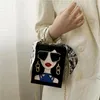 Borse da sera Borse Graffiti per donna 2024 Divertente borsa quadrata carina piccola catena in pelle moda personalità scatola per feste spalla donna