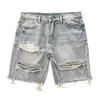 Herrenjeans Male Denim Shorts Sommer Distressed Straight Fit Ripped Holes Knielang mit mehreren Taschen Koreanisch