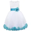 Stage Porter des robes d'anniversaire de mariage enfants infantile filles pétales de fleurs robe en tulle formelle baptême robe de reconstitution historique costume de carnaval de Noël