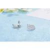 Stud Earrings Arrival Simple Wave Micro Austrian Cubic Zirconia Pave For Women 925 Sterling Silver Jewelry