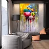 Dipinti Wangart Ritratto astratto Stampa ad olio su tela Stampe artistiche Ragazza con ombrello Dipinto per Room203r