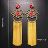 Stonefans Luxe metaal Lange Tassel oorbellen Fashion Oversize Statement Earring Wedding Drag Queen Jewelry 240305