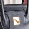 Handväska Emmas Womans Designer väskor Full Hand Sying Wax Thread 25 Black Gold Togo Leather Platinum Bag High-klass