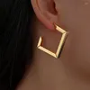 Dangle Earrings 2024 여성 패션을위한 한국 금속 스퀘어 후프 귀여운 금색 은색 펑크 매력 귀걸이 미니멀리스트 보석